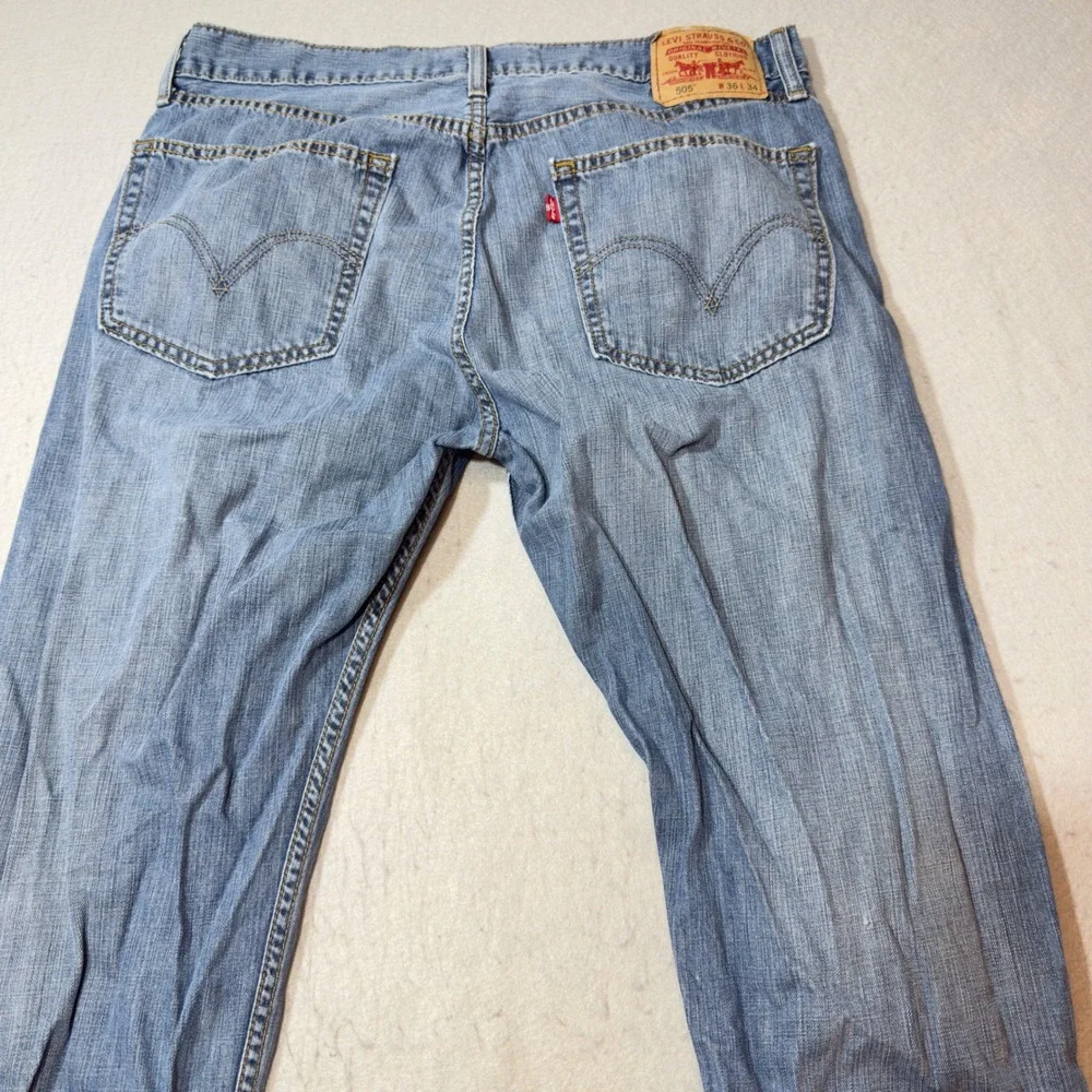 Levi's 505 Jeans Mens 36x34 Blue Excellent Straight Fit Denim Pants
